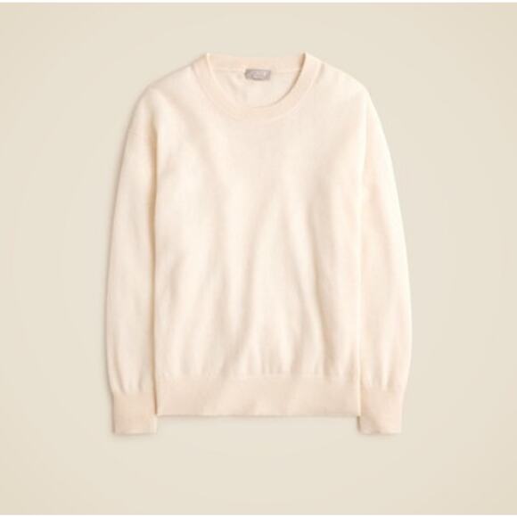 J. Crew Women's Cashmere Relaxed Crewneck Sweater Long Sleeve Snow Size XS NWT - Picture 3 of 13